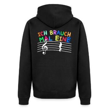 Klavier Piano Ich brauche eine Pause Geschenk - Unisex Premium Bio Zip Hoodie - Schwarz - Hinten - Nico (187cm)