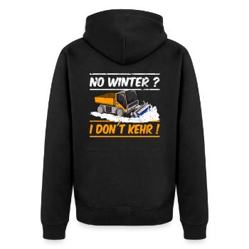 I DONT KEHR Winterdienst Schneefräse Kehrmaschine - Unisex Premium Bio Zip Hoodie - Schwarz - Hinten - Nico (187cm)