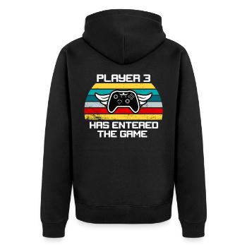 Player 3 has entered the game - Unisex Premium Organic Zip Hoodie - black - Back - Nico (187cm)