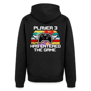 Player 3 has entered the game - Unisex Premium Organic Zip Hoodie - black - Back - Nico (187cm)