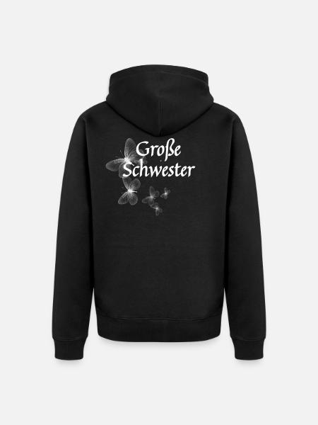 Große Schwester - Unisex Premium Bio Zip Hoodie - Schwarz