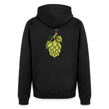 Hopfen Bier I Brauer Malz Bierbrauer Motiv für - Unisex Premium Bio Zip Hoodie - Schwarz - Hinten - Nico (187cm)