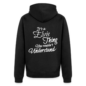 It is a elvis thing - Unisex Premium Bio Zip Hoodie - Schwarz - Hinten - Nico (187cm)