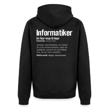 Informatiker Definition, Zauberer, Hexenmeister In - Unisex Premium Bio Zip Hoodie - Schwarz - Hinten - Nico (187cm)