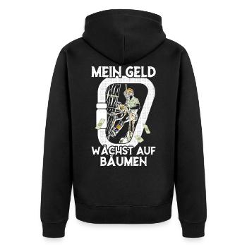 Mein Geld wächst auf Bäumen Arborist Baumpfleger - Unisex Premium Bio Zip Hoodie - Schwarz - Hinten - Nico (187cm)