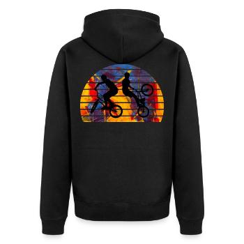 BMX - Unisex Premium Organic Zip Hoodie - black - Back - Nico (187cm)
