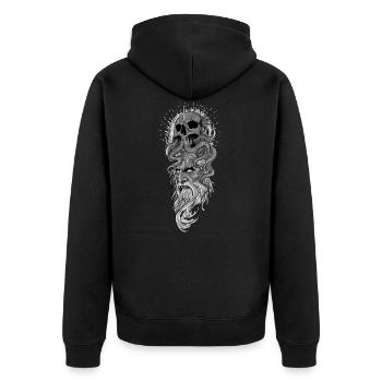 Poseidon I Griechischer Gott Antike Motiv für Gott - Unisex Premium Bio Zip Hoodie - Schwarz - Hinten - Nico (187cm)