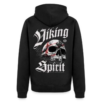 Viking Spirit - Unisex Premium Organic Zip Hoodie - black - Back - Nico (187cm)