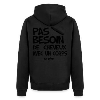 Chauve pas besoin de cheveux - Veste à capuche bio Premium Unisexe - noir - Dos - Nico (187cm)