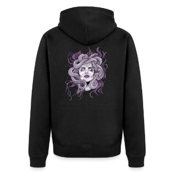 Medusa Griechische Mythologie Gott Göttin Grieche - Unisex Premium Bio Zip Hoodie - Schwarz - Hinten - Nico (187cm)