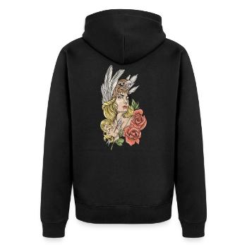 Athena Athene Athen Mythologie Gott Göttin Grieche - Unisex Premium Bio Zip Hoodie - Schwarz - Hinten - Nico (187cm)