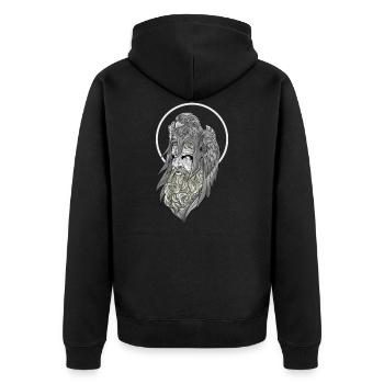 Hades Cerberus Hölle Mythologie Gott Todes Tod - Unisex Premium Bio Zip Hoodie - Schwarz - Hinten - Nico (187cm)