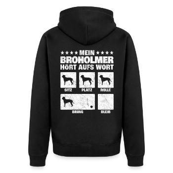 Broholmer Hundetricks Alter dänischer Hund - Unisex Premium Bio Zip Hoodie - Schwarz - Hinten - Nico (187cm)
