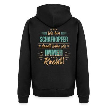 Schafkopfen Schafkopf Kartenspiel Spruch - Unisex Premium Bio Zip Hoodie - Schwarz - Hinten - Nico (187cm)