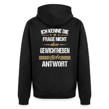 Gewichtheben Gewichtheber Kraftsport Sport Spruch - Unisex Premium Bio Zip Hoodie - Schwarz - Hinten - Nico (187cm)