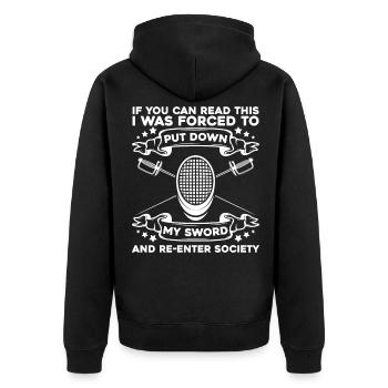 Fechten - Unisex Premium Bio Zip Hoodie - Schwarz - Hinten - Nico (187cm)