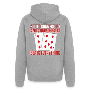 Joueur de poker Texas Holdem - Veste à capuche bio Premium Unisexe - gris chiné - Dos - Nico (187cm)