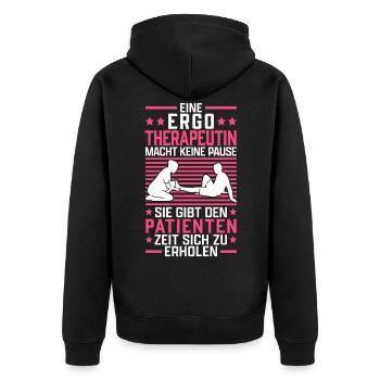 Ergotherapeutin machen keine Pause Ergotherapie - Unisex Premium Bio Zip Hoodie - Schwarz - Hinten - Nico (187cm)
