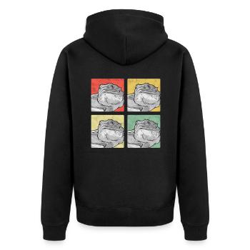Bartagame Vintage Terraristik Geschenk Agamen - Unisex Premium Bio Zip Hoodie - Schwarz - Hinten - Nico (187cm)