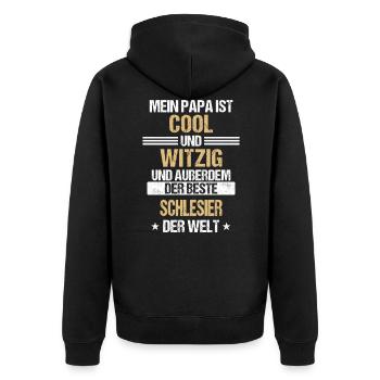 Schlesien Schlesier Deutschland Polen Spruch - Unisex Premium Bio Zip Hoodie - Schwarz - Hinten - Nico (187cm)