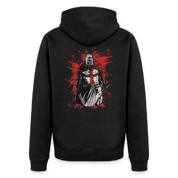 Crusader Knights Templar Deus Vult Knight Templar - Unisex Premium Organic Zip Hoodie - black - Back - Nico (187cm)