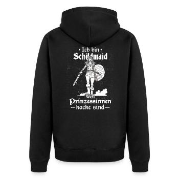 Schildmaid Wikinger Nordische Götter Schildmaiden - Unisex Premium Bio Zip Hoodie - Schwarz - Hinten - Nico (187cm)
