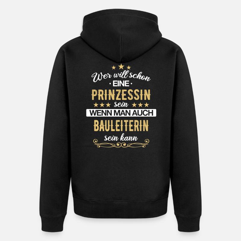 Bauleiter Bauleiterin Bauarbeiter Beruf Spruch - Unisex Premium Bio Zip Hoodie - Schwarz