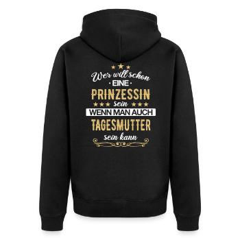 Tagesmutter Tagesmütter Erzieherin Beruf Spruch - Unisex Premium Bio Zip Hoodie - Schwarz - Hinten - Nico (187cm)
