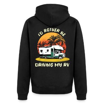 Wohnwagen Wohnmobil Caravan Camper - Unisex Premium Bio Zip Hoodie - Schwarz - Hinten - Nico (187cm)