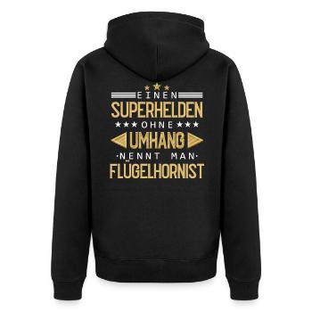 Flügelhornist Flügelhorn Horn Instrument Spruch - Unisex Premium Bio Zip Hoodie - Schwarz - Hinten - Nico (187cm)