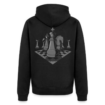 Schach Schachfigur - Unisex Premium Bio Zip Hoodie - Schwarz - Hinten - Nico (187cm)