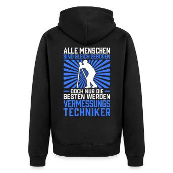 Die Besten werden Vermessungstechniker Vermesser - Unisex Premium Bio Zip Hoodie - Schwarz - Hinten - Nico (187cm)
