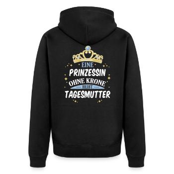 Tagesmutter Tagesmütter Erzieherin Beruf Spruch - Unisex Premium Bio Zip Hoodie - Schwarz - Hinten - Nico (187cm)