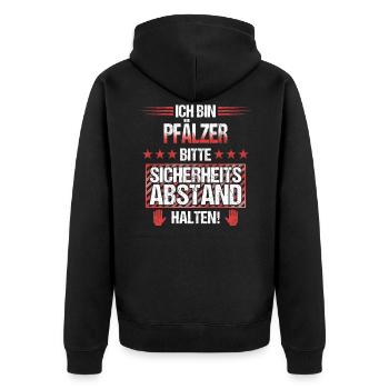 Pfalz Pfälzer Rheinlandpfalz Heimat Spruch - Unisex Premium Bio Zip Hoodie - Schwarz - Hinten - Nico (187cm)