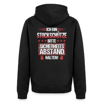 Stockschießen Eisstockschießen Eisstock Spruch - Unisex Premium Bio Zip Hoodie - Schwarz - Hinten - Nico (187cm)