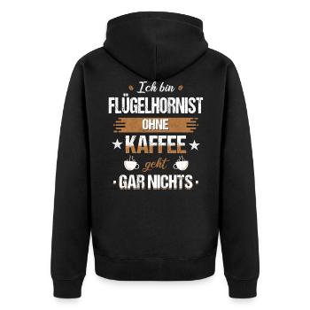 Flügelhornist Flügelhorn Horn Instrument Spruch - Unisex Premium Bio Zip Hoodie - Schwarz - Hinten - Nico (187cm)