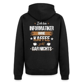 Informatiker Programmierer Informatik Spruch - Unisex Premium Bio Zip Hoodie - Schwarz - Hinten - Nico (187cm)