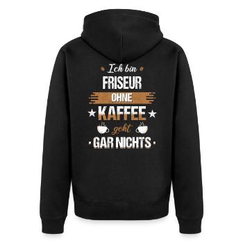 Friseur Friseurin Frisör Arbeit Beruf Spruch - Unisex Premium Bio Zip Hoodie - Schwarz - Hinten - Nico (187cm)