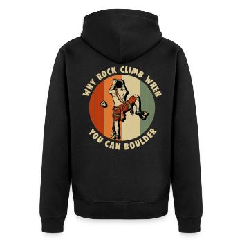 Bouldern - Unisex Premium Bio Zip Hoodie - Schwarz - Hinten - Nico (187cm)
