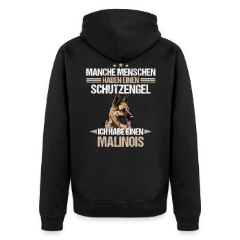 Malinois Hund Hundehalter - Unisex Premium Bio Zip Hoodie - Schwarz - Hinten - Nico (187cm)