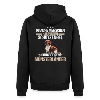 Münsterländer Hund Hundehalter - Unisex Premium Bio Zip Hoodie - Schwarz - Hinten - Nico (187cm)