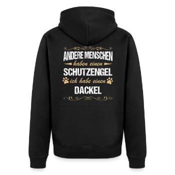 Dackel Dachshund Hund Hundehalter - Unisex Premium Bio Zip Hoodie - Schwarz - Hinten - Nico (187cm)