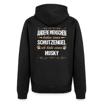 Husky Siberian Husky Hund Hundehalter - Unisex Premium Bio Zip Hoodie - Schwarz - Hinten - Nico (187cm)