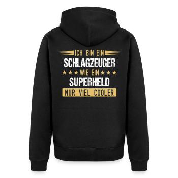 Schlagzeug Schlagzeuger Drummer Instrument Spruch - Unisex Premium Bio Zip Hoodie - Schwarz - Hinten - Nico (187cm)