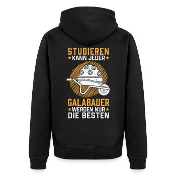 Galabauer studieren Landschaftsgärtner Galabau - Unisex Premium Bio Zip Hoodie - Schwarz - Hinten - Nico (187cm)