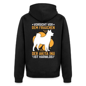 Akita Inu Frauchen japanischer Hund Besitzerin - Unisex Premium Bio Zip Hoodie - Schwarz - Hinten - Nico (187cm)