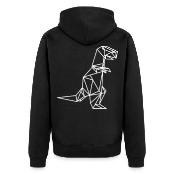 T Rex Geometric Dino - Unisex Premium Organic Zip Hoodie - black - Back - Nico (187cm)