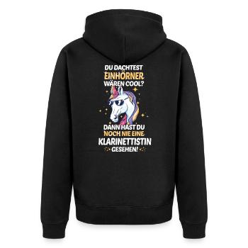 Klarinette Klarinettistin Instrument Musik Spruch - Unisex Premium Bio Zip Hoodie - Schwarz - Hinten - Nico (187cm)