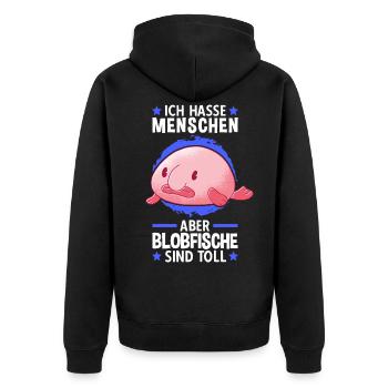 Blobfische sind toll Meme hässlicher Blobfisch - Unisex Premium Bio Zip Hoodie - Schwarz - Hinten - Nico (187cm)