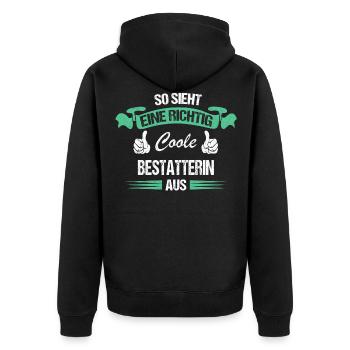 Bestatter Bestatterin Bestatten Beruf Spruch - Unisex Premium Bio Zip Hoodie - Schwarz - Hinten - Nico (187cm)